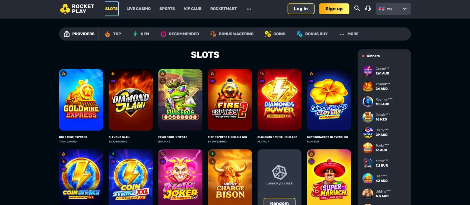 RocketPlay Pokies Selection